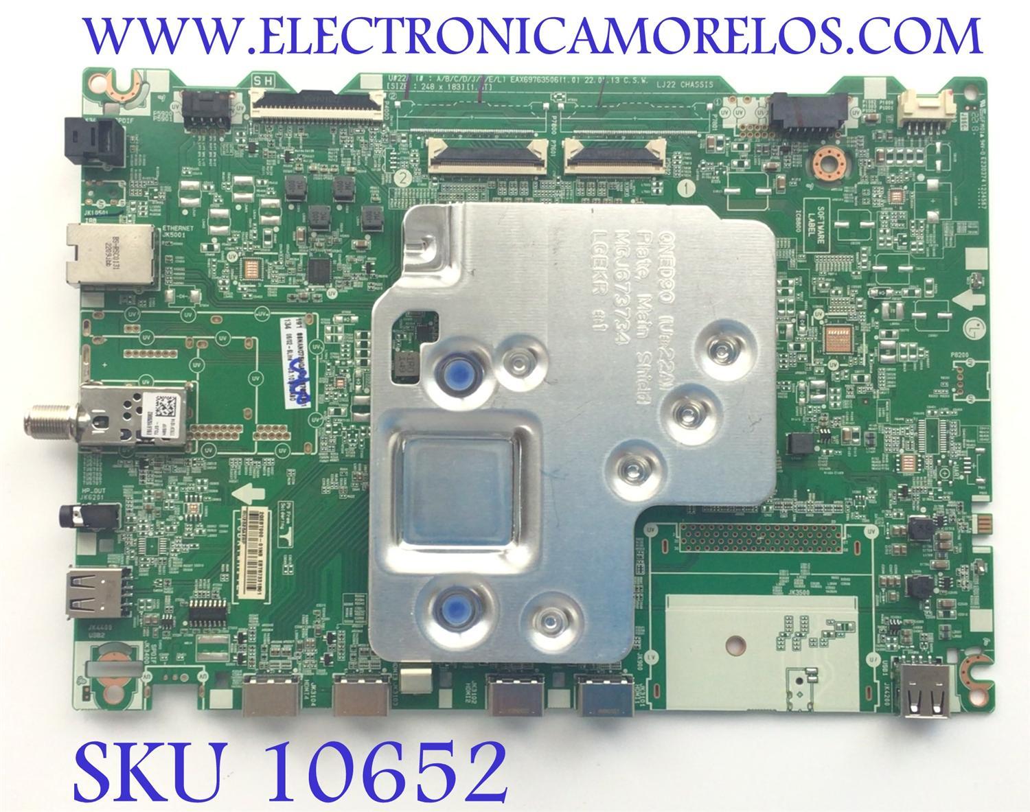 MAIN PARA SMART TV LG 4K RESOLUCION (3840 X 2160) / NUMERO DE PARTE EBT67331801 / EAX69763506 / 2GEBT000-01N8 / RU2626A2RP / 67331801 / NUMERO DE PANEL NC860TQF-AAKP1 / MODELO 86NANO75UQA